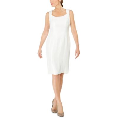 Kasper Womens Ivory Satin Party Cocktail Sheath Dress 16 BHFO 8290