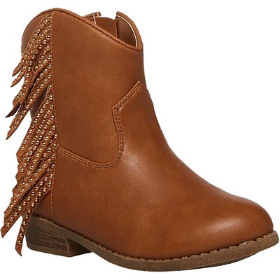 

Steve Madden Girls Willaa Fringe Round Toe Cowboy, Western Boots Shoes BHFO 6987, Cognac, Willaa