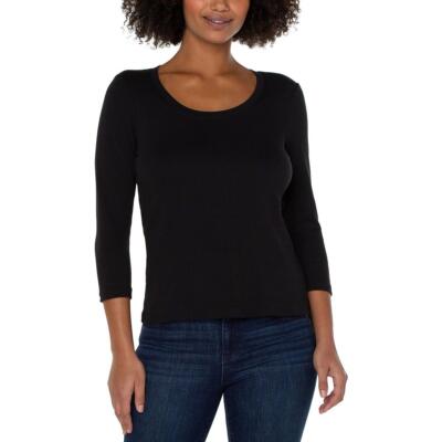 Liverpool Los Angeles Womens Scoop Neck 3/4 Sleeve Tee T-Shirt Top BHFO 4081
