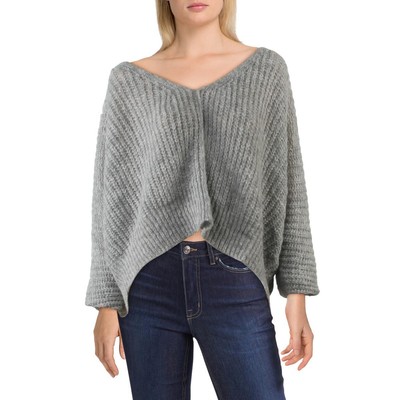 

Женский свитер Free People Moonbeam V, серый пуловер из смеси альпаки,  BHFO 6873, Heather grey