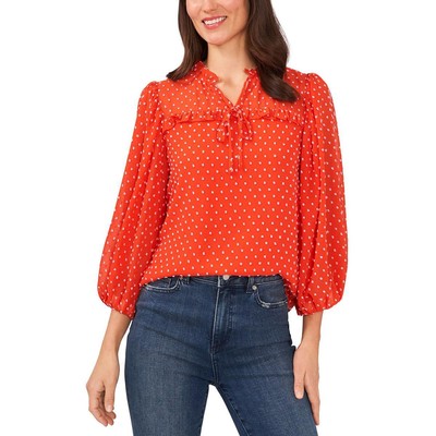 

Женская блузка с оранжевым текстурированным воротником CeCe  BHFO 7960, Orange flame