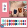 Fall Press on Nails Short Square Fake Nails Thanksgiving False Nails Press ons with Pumpkin and Leopard Print Design Glossy Acrylic Full Cover Autumn Stick on Nails for Women Girls Art Decoration 24Pcs