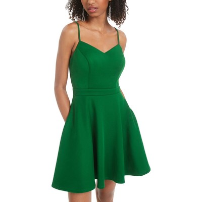 

City Studio Womens Green Bow Back Scuba Fit - Flare Dress Juniors  BHFO 9735, Jade