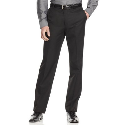 对于出售 Calvin Klein Mens Black Woven Slim Fit Flat Front Dress Pants 34/34 $49 OCFO