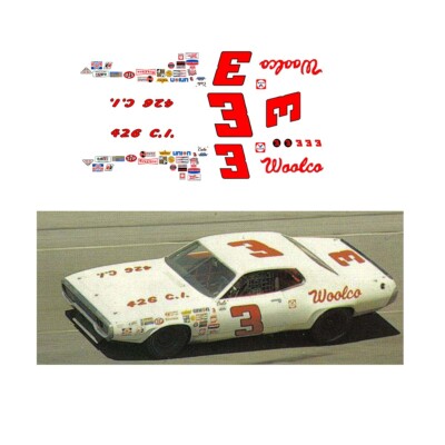 #3 Cale Yarborough Woolco 1972 1/64 scale decal AFX Tyco Lifelike Autoworld