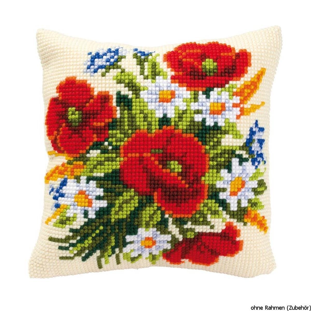 Vervaco stamped cross stitch kit cushion Flowers, DIY
