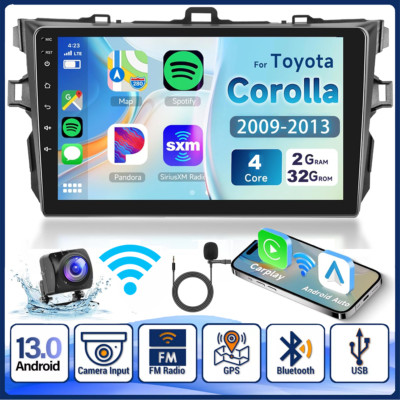 For TOYOTA COROLLA 2009-2013 Carplay 32G Android 13 Car Stereo Radio GPS Navi FM