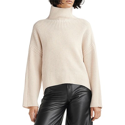 Rag & Bone Womens Connie Beige Wool Mock Turtleneck Sweater Top S BHFO 5957