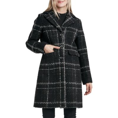 

Laundry by Shelli Segal Женское пальто средней длины в клетку с лацканами с вырезом, Black combo, U228001