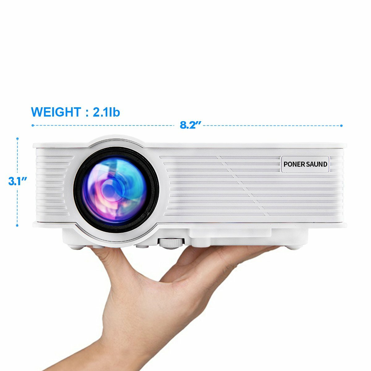 PONER SAUND Mini Projector, LED Movie Projector 1080P Supported, GP9 Video Proje