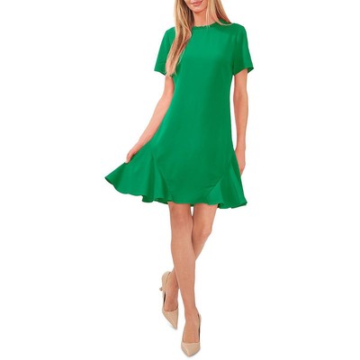 CeCe Womens Green Crepe Ruffled Trim Mini Shift Dress 0 BHFO 2020