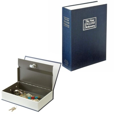Faux BOOK SAFE Lock Box with Key Hidden Secret Compartment Cash Jewelry Stash