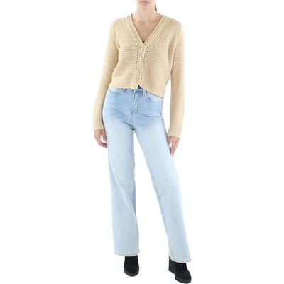 

Короткий кардиган Vince Womens Tan Crochet V-образным вырезом  BHFO 7979, Straw