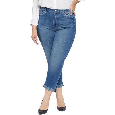 Джинсы-скинни NYDJ Womens Girlfriend Blue с принтом на манжетах из джинсовой ткани плюс 14W BHFO 6041