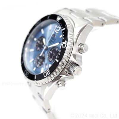 Pre-owned Orient Mako Rn-tx0206l Panda Sport Blue Dial Solar Analog Chronograph Men Watch