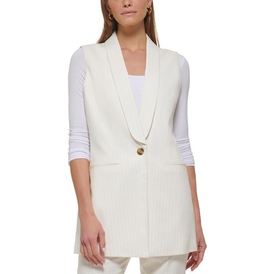 Женский белый костюм в тонкую полоску DKNY, жилет, топ-Петитес 14Р BHFO 9679