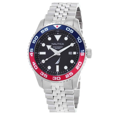 Мужские кварцевые часы Nautica Pacific Beach с черным циферблатом NAPPBF139