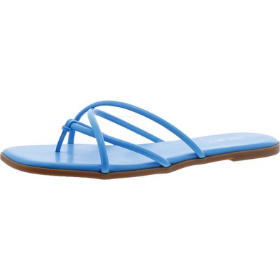 Женские босоножки на плоской подошве Nine West Womens Razi Blue Thong Slide на плоской подошве 10 средних размеров (B, M) BHFO 6202