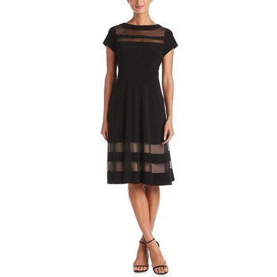

Женское сетчатое платье с расклешенной юбкой выше колена R-M Richards Petites BHFO 4831, Black/nude