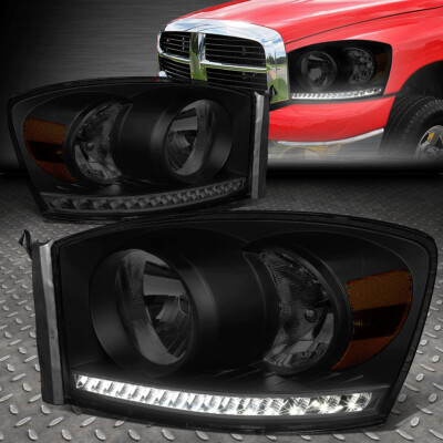 [LED DRL] ДЛЯ 06-09 DODGE RAM 1500 2500 3500 ГАЛОГЕННЫХ ФАР ЧЕРНЫЙ/ДЫМЧАТЫЙ/ЯНТАРНЫЙ