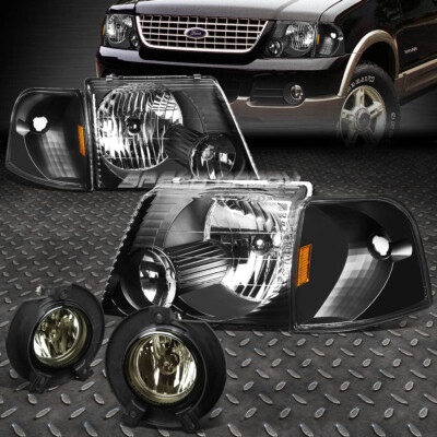 ЧЕРНАЯ ФАРА В КОРПУСЕ + УГЛОВАЯ ПРОТИВОТУМАННАЯ ФАРА OE С ДЫМЧАТЫМ ПОКРЫТИЕМ ДЛЯ ВНЕДОРОЖНИКА FORD EXPLORER 02-05