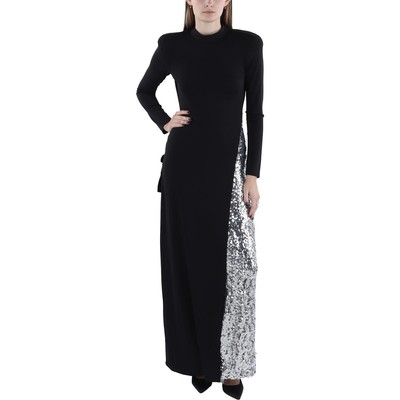 Женское черное вечернее платье макси с блестками BCBGMAXAZRIA 0 BHFO 1633