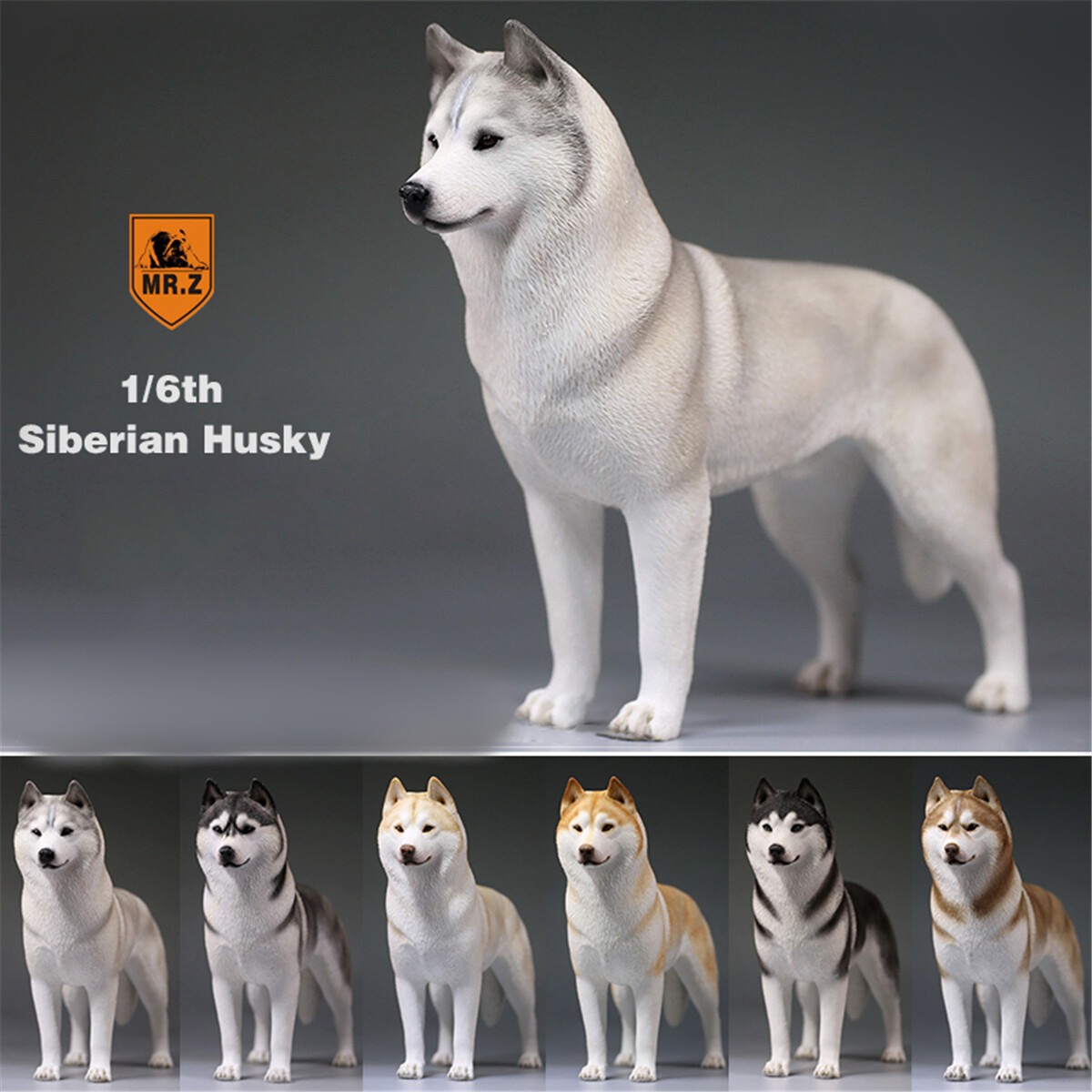 Mr.Z 1:6 Siberian Husky Model Huskie Dog Figure Animal Decor