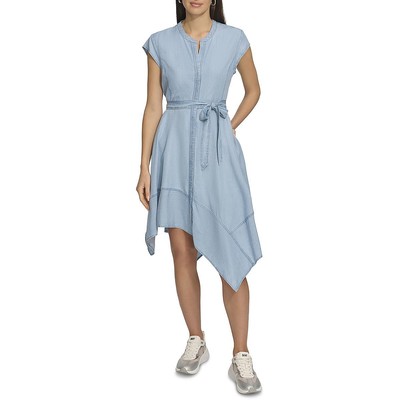 DKNY Womens Blue Denim Asymmetric Daytime Shirtdress 2 BHFO 3955