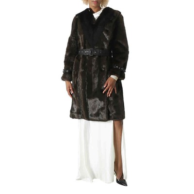 Pre-owned Burberry Ladies Brown Double-breasted Fur Coat