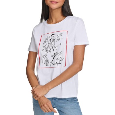 Karl Lagerfeld Paris Womens White Embellished Graphic T-Shirt M BHFO 0050