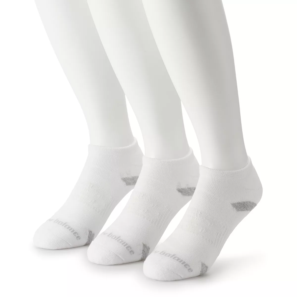 3 Pair New Balance No Show Ankle Socks, Men's Shoe Size 8.5-12.5, L, White S10MP