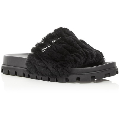 

Женские черные шлепанцы Miu Miu Matelasse 41 Medium (B,M) BHFO 2592, Nero, Matelasse