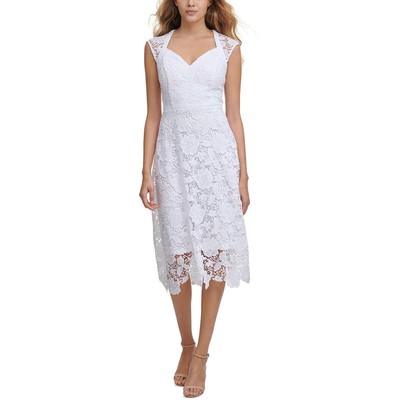 

Женское белое кружевное полуформальное коктейльное платье миди Guess  BHFO 8226, Белый