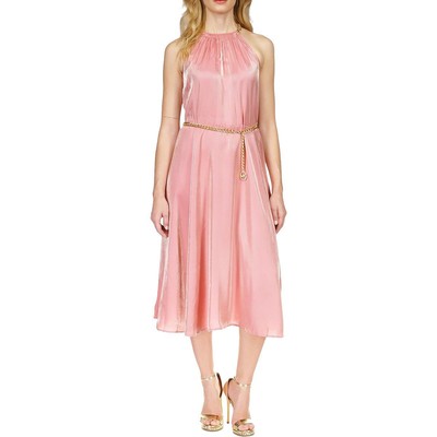 MICHAEL Michael Kors Женское розовое миди-платье с цепочкой на бретелях Petites PL BHFO 6065