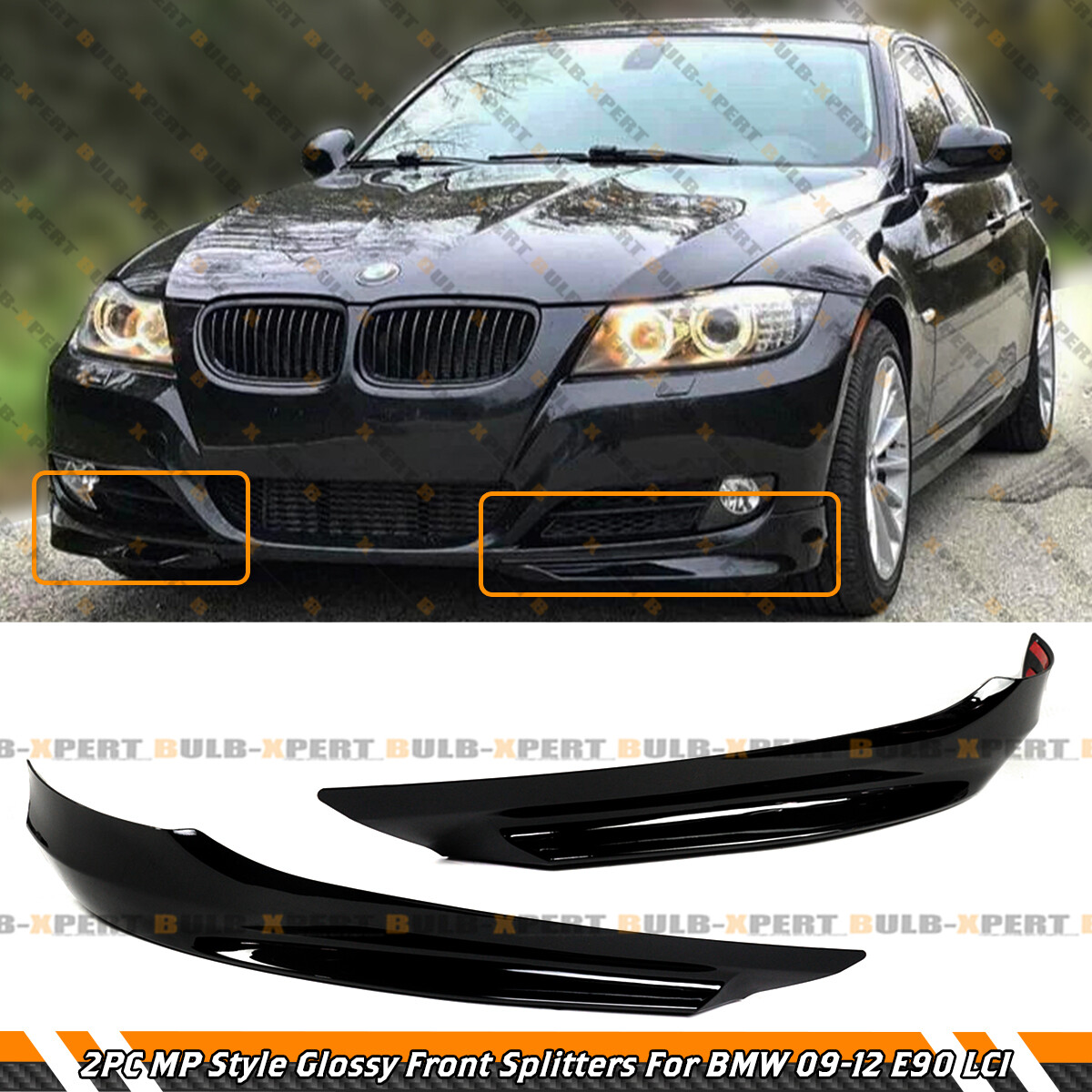 For 2009-12 BMW LCI E90 Base MP Style Gloss Black Front Bumper Splitter Spoiler