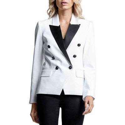 

Женский белый двухцветный двубортный блейзер LAgence  BHFO 1317, White/black