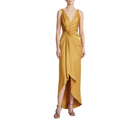 

Женское коктейльное и вечернее платье Halston Reilly Gold Satin Hi Low  BHFO 7519, Золотой