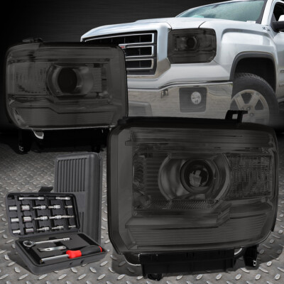 ДЛЯ 14-18 GMC SIERRA ДЫМЧАТЫЙ КОРПУС, ПРОЗРАЧНЫЕ УГЛОВЫЕ ФАРЫ ПРОЕКТОРА + НАБОР ИНСТРУМЕНТОВ