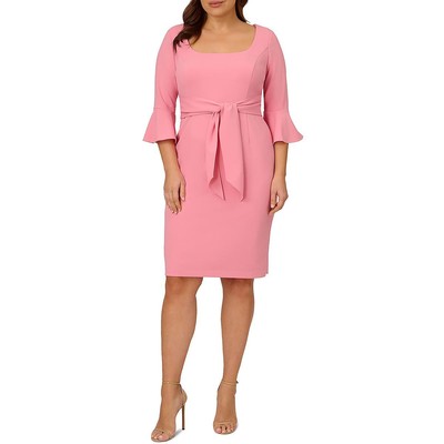 Женское розовое креповое платье для коктейлей и вечеринок Adrianna Papell Plus 22W BHFO 5017