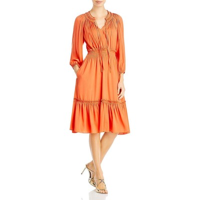 

Женское плиссированное платье миди до середины икры Kobi Halperin BHFO 0952, Hgr tangerine
