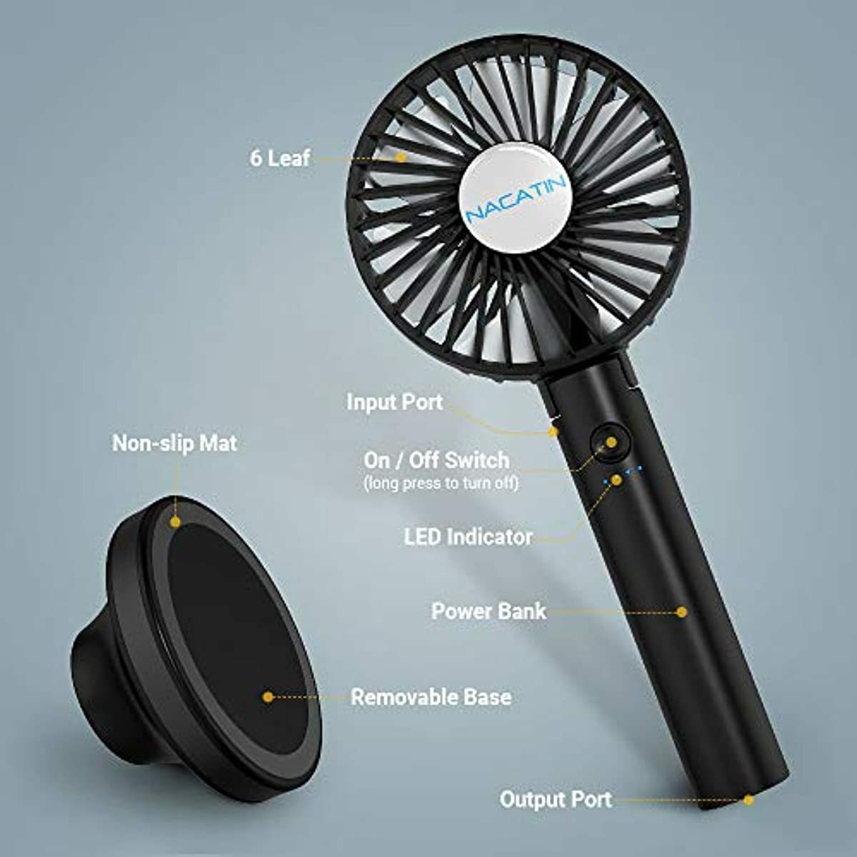 Détails sur NACATIN Ventilateur Portable,Mini Ventilateur USB avec Batterie Rechargeable de Détails sur NACATIN Ventilateur Portable,Mini Ventilateur USB avec Batterie Rechargeable de