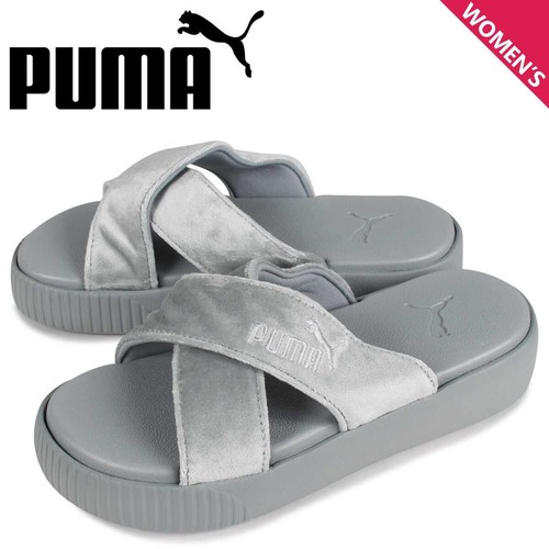 

Puma Бархатные шлепанцы на платформе, женские сандалии, размер 7,5, серебристо-серые, Серый, Platform Slide