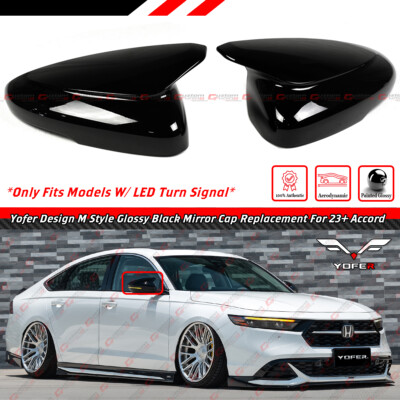 FOR 2023-26 HONDA ACCORD YOFER M STYLE GLOSS BLACK SIDE MIRROR CAPS REPLACEMENT