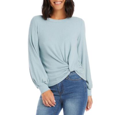 

Karen Kane Женская вязаная рубашка в рубчик с перекручиванием спереди, пуловер, топ BHFO 6136, Powder blue