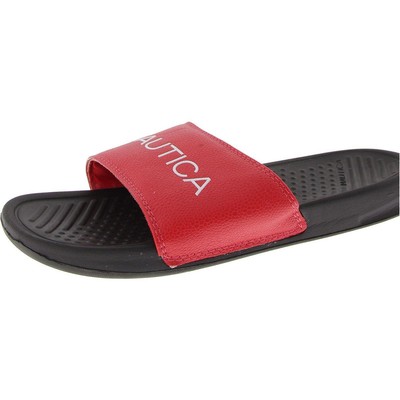 Nautica Mens Bretton Red Logo Flat Slide Sandals Shoes 10 Medium (D) BHFO 7639