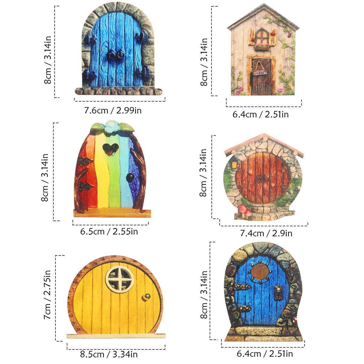 6PCS Mini Fairy Door for Home Garden Tree Fairy Door Outdoor/Indoor Decor