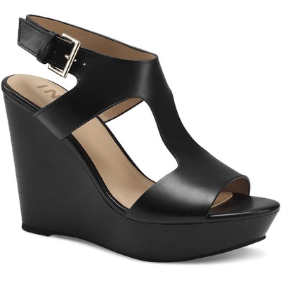 INC Womens Valleri Black Open Toe Wedge Sandals Shoes 12 Medium (B,M) BHFO 1444