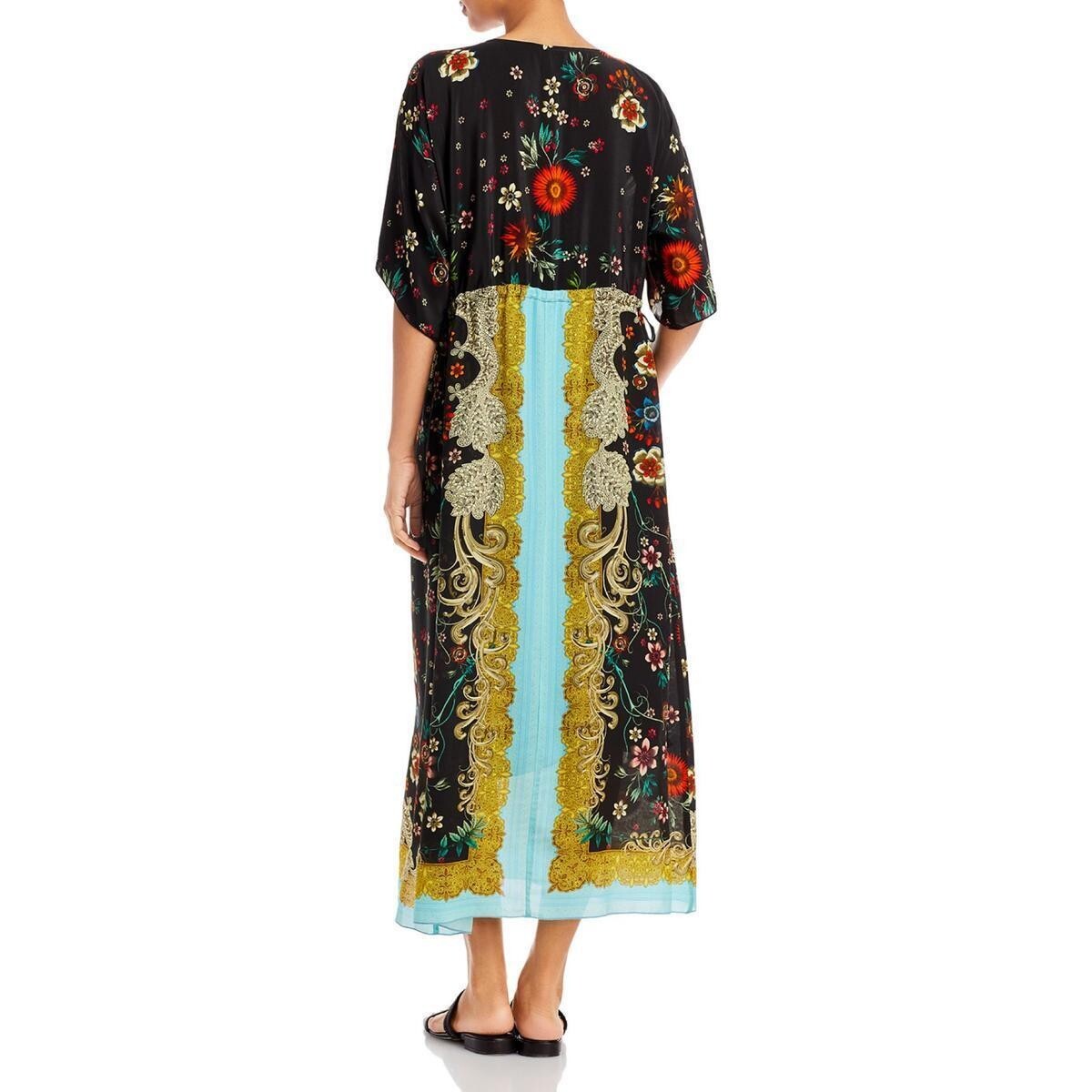 Pre-owned Johnny Was Botan Thalia Maxi Black Long Dress W/slip Black Multi Size Snwt