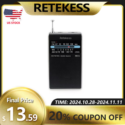 Retekess PR15 Pocket FM/AM/NOAA Emergency Weather Radio Little Transistor Tuning