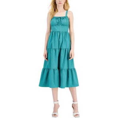 

INC Женское многоярусное платье миди с присборенной икрой BHFO 8262, Garden green combo